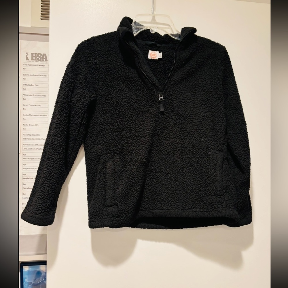 WONDER NATION, Cozy Black Kids Fleece Pullover, Size L (10-12)